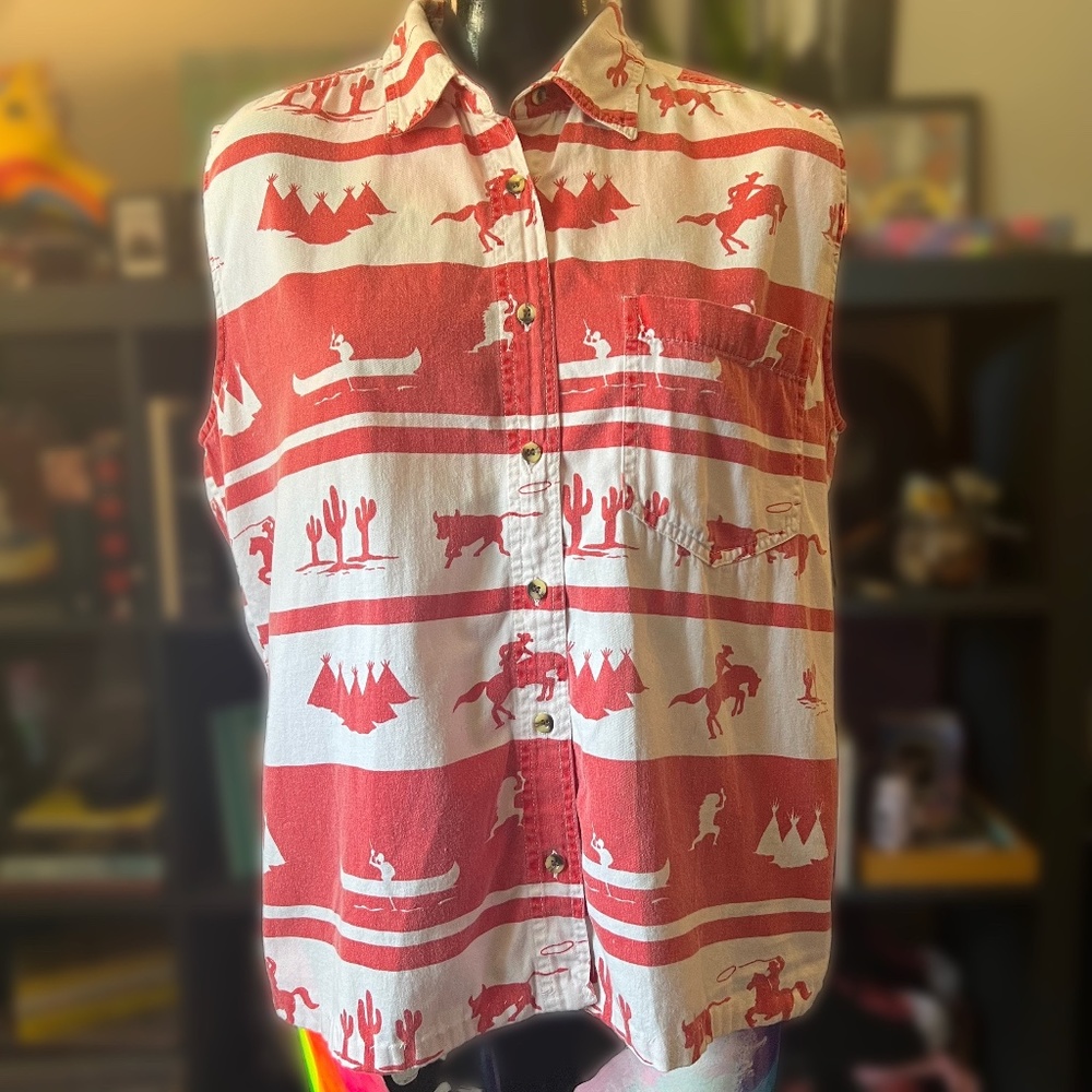 Short Circuit VINTAGE 1980’s Western Sleeveless Button Up